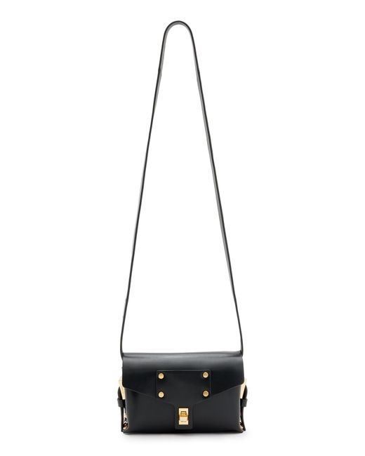 AllSaints Black Mini Miro Leather Crossbody Bag