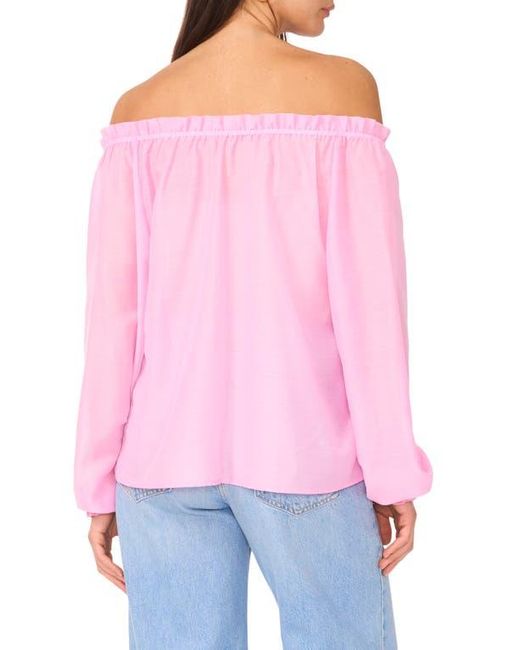 Two By Vince Camuto Red Off The Shoulder Long Sleeve Button-Up Top
