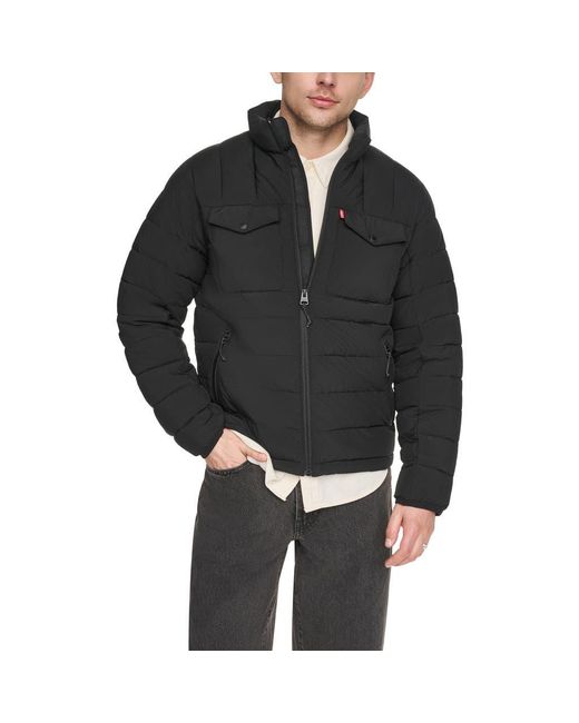 Levi's Black Stand Collar Puffer Jacket for men