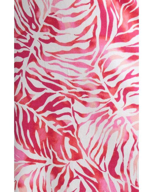Tommy Bahama Pink Darcy Monstera Mirage Leaf Print Sleeveless Dress