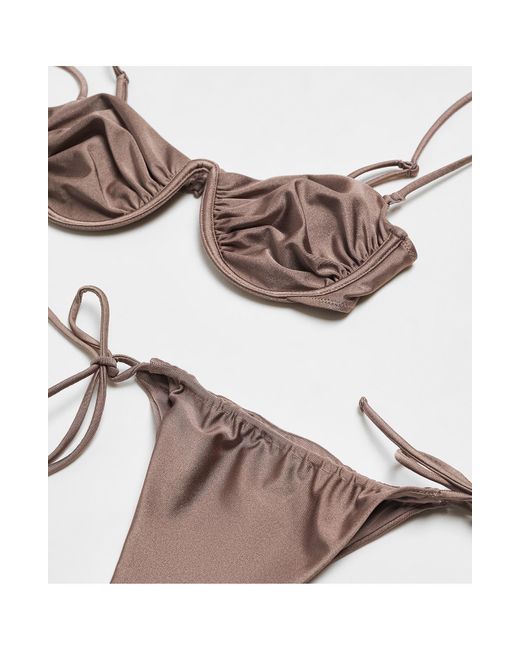 Mango Brown Shiny Underwire Bikini Top