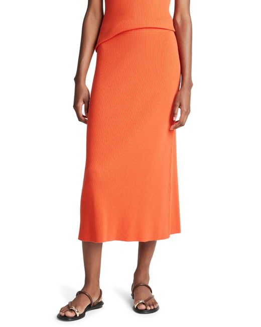 Vince Orange Rib Skirt
