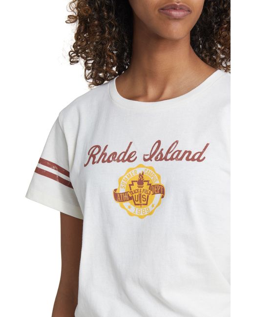 GOLDEN HOUR White Rhode Island Track Cotton Graphic T-shirt
