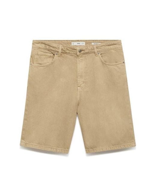 Mango Natural Relaxed Fit Denim Bermuda Shorts for men