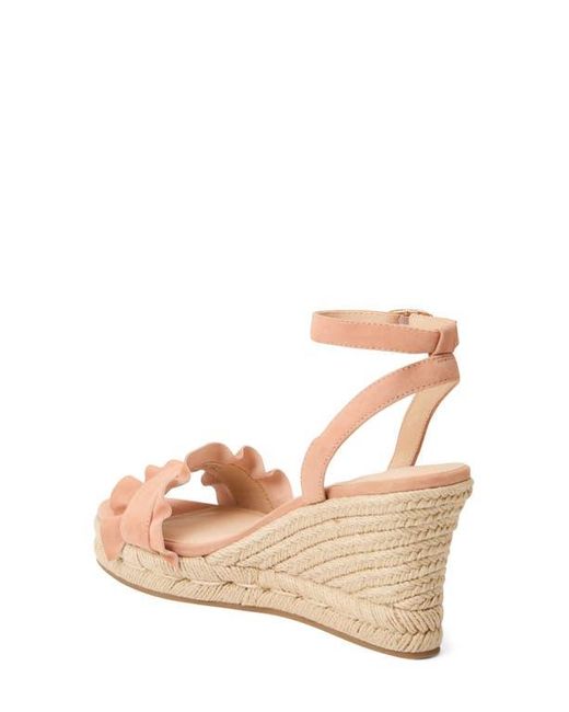 Jack Rogers Pink Rozette Ruffle Espadrille Ankle Strap Platform Wedge Sandal