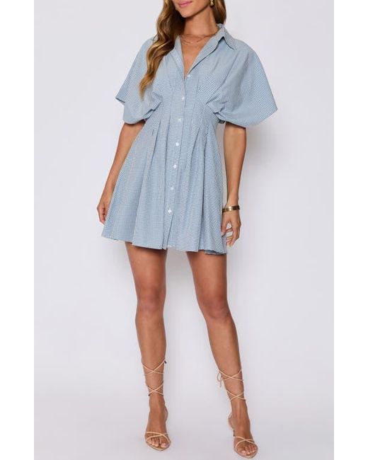 Vici Collection Blue Benson Pleated Shirtdress