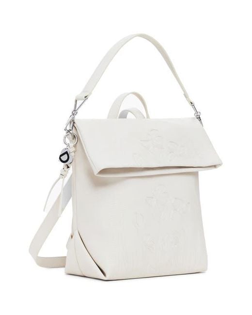 Desigual White Medium Faux Leather Backpack