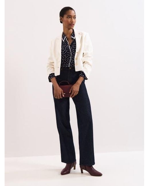 Phase Eight Blue Rita Printed Collared Button-Up Shirt