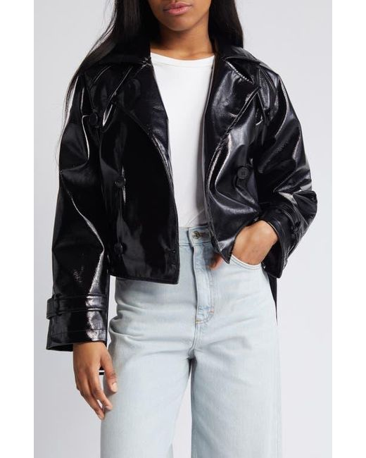Noisy May Black Neal Patent Faux Leather Moto Jacket