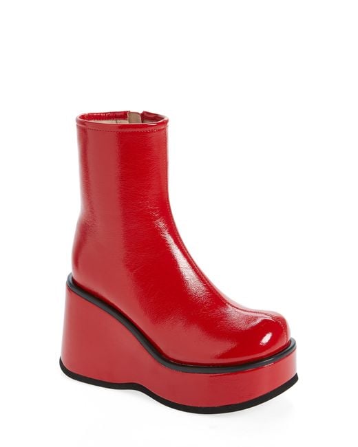 Jeffrey Campbell Red Millennium Platform Wedge Bootie