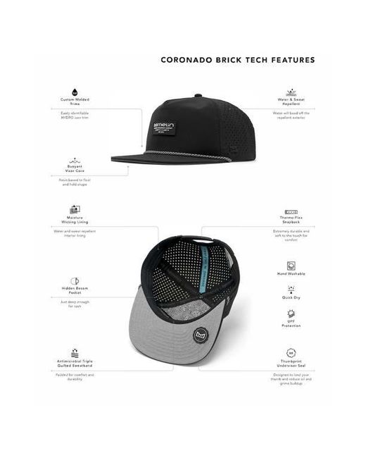 Melin Black Coronado Brick Hydro Performance Snapback Hat for men