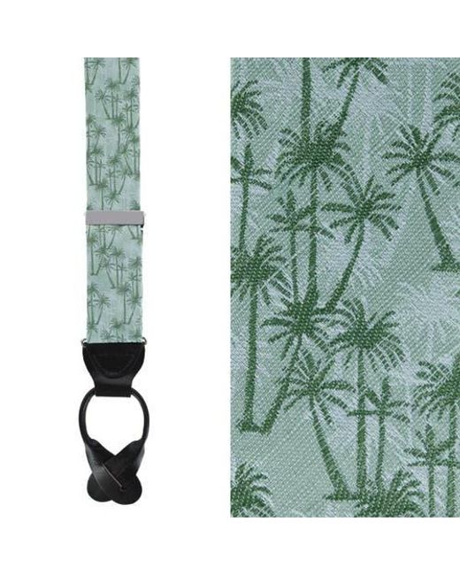 Trafalgar Green Nohea Palm Tree Linen Blend Novelty Button End Suspenders for men