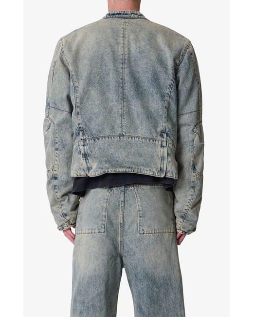 MNML Gray Moto Denim Jacket for men