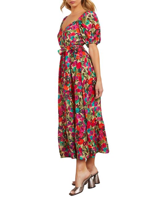 Vici Collection Red Willa Floral Print Midi Dress