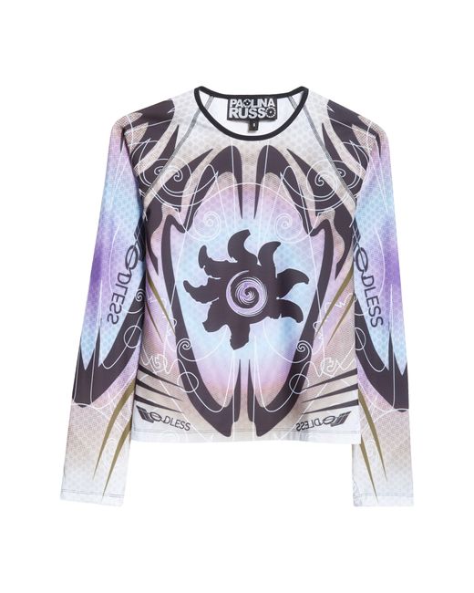 PAOLINA RUSSO White Pixel Print Long Sleeve Top