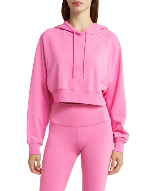 Alo Yoga Double Take French Terry Crop Hoodie in Pink Lyst