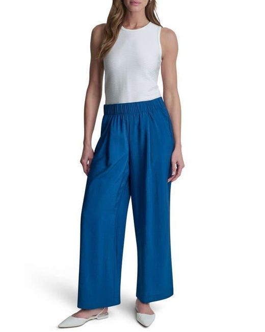 DKNY Blue Rumpled Voile Pull-On Pants