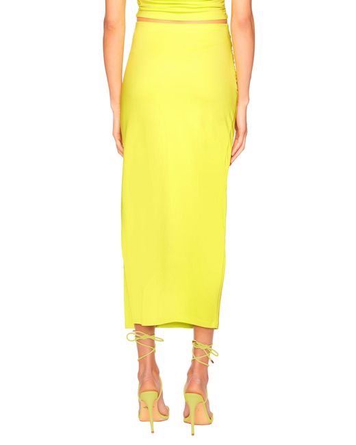 Susana Monaco Yellow Solid High Waist Midi Skirt