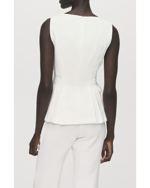 Mango White Sleeveless Peplum Top