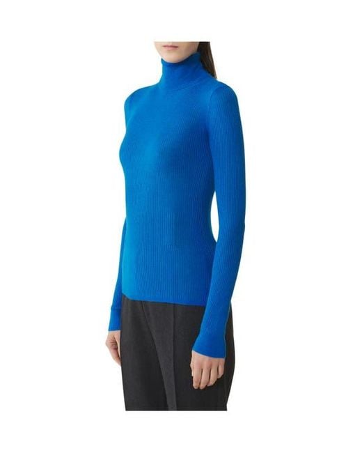 Lanvin Blue Merino Wool And Silk Turtleneck Sweater