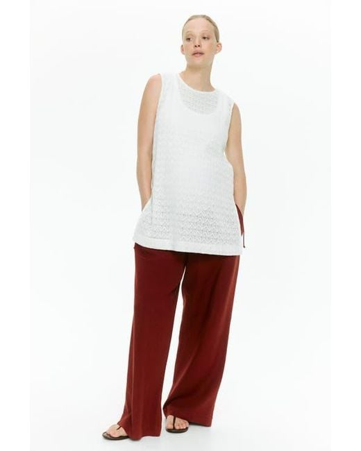 H&M White Mama Linen-Blend Drawstring Trousers