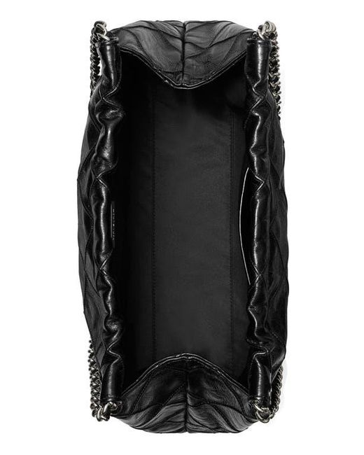 Tory Burch Black Fleming Distressed Quilted Leather Hobo Bag