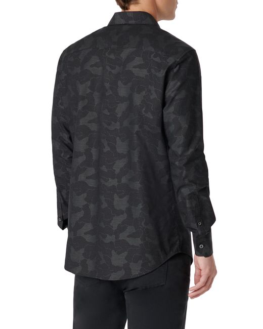 Bugatchi Black Axel Shaped Fit Abstract Print Stretch Cotton Button-up Shirt for men