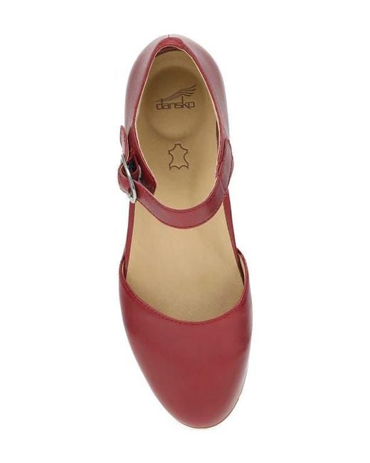 Dansko Red Liv Ankle Strap Flat