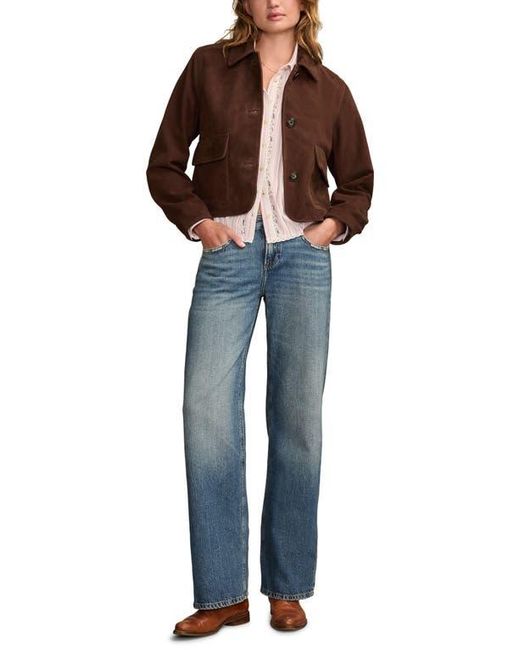 Lucky Brand Brown Button Front Suede Jacket