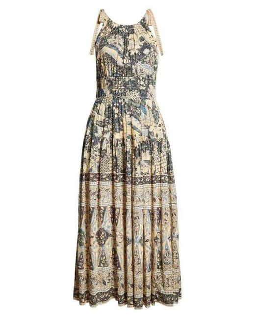 Ulla Johnson Multicolor Essie Smocked Waist Sleeveless Maxi Dress