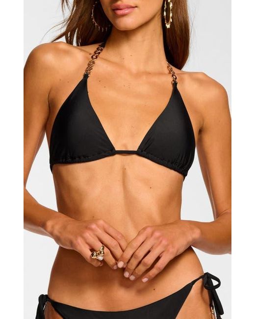 Ramy Brook Black Terry Triangle Bikini Top