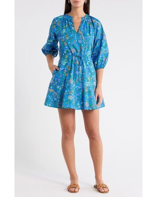 Sugarlips Blue Dabria Split Neck Minidress