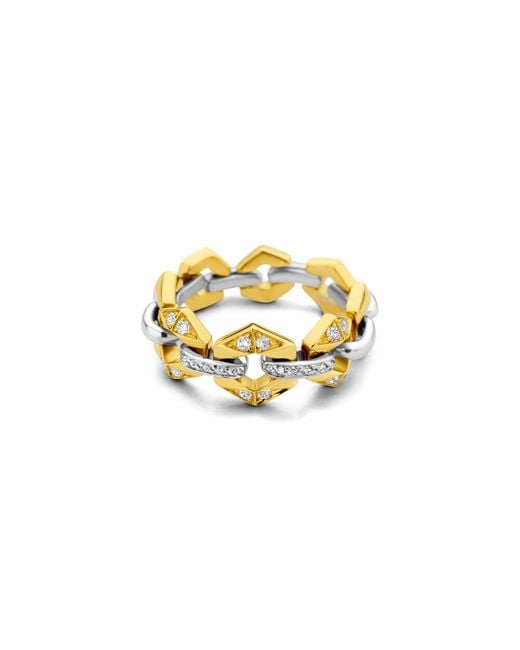 DRIES CRIEL Metallic Flow Diamond Link Ring