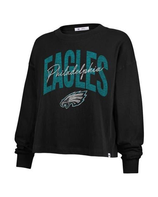 '47 Black Philadelphia Eagles Plus Size Muse Sydney Long Sleeve T-Shirt