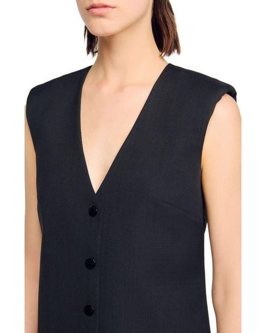 Sandro Blue Short Tailored Dress With Ruffle