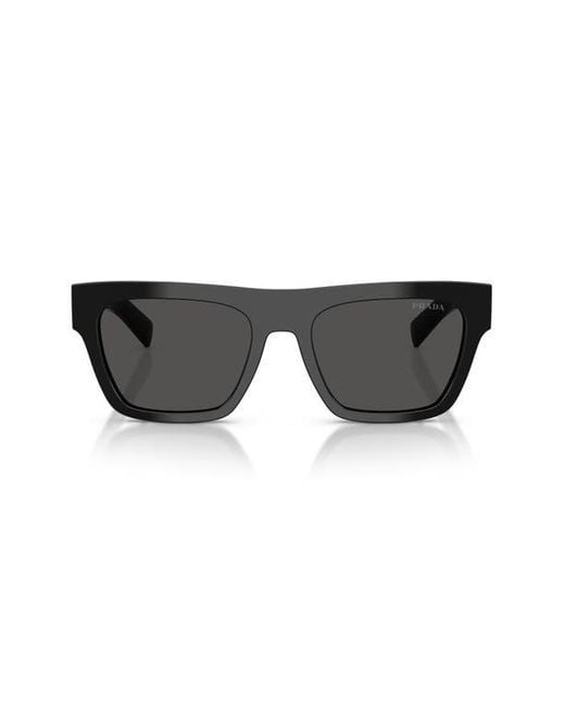 Prada Black 55Mm Rectangular Sunglasses for men