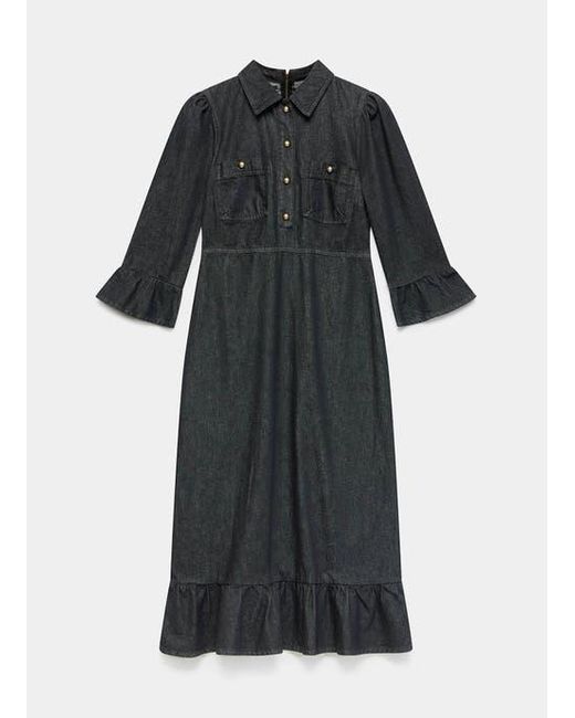 Mint Velvet Black Denim Belted Midi Shirt Dress