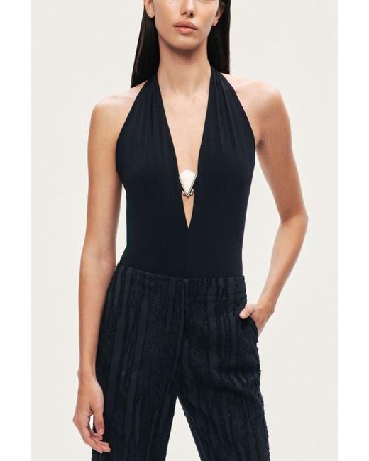 Nocturne Blue Halter Deep V Blouse