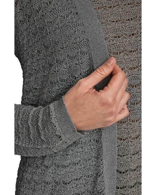 Donna Karan Gray Metallic Open Cardigan