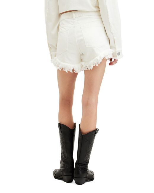 AllSaints White Astrid Frayed Denim Shorts