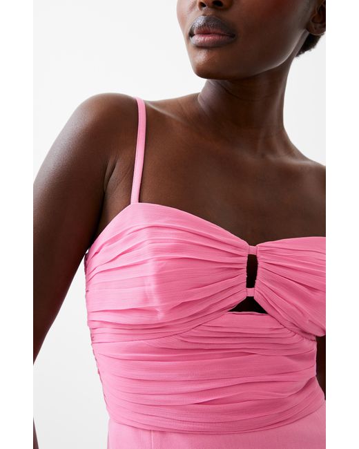 French Connection Pink Whisper Ruched Tulle Minidress