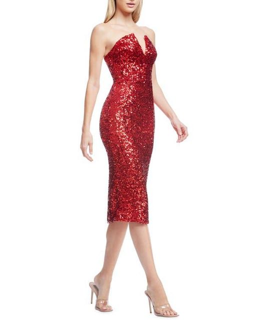 Dress the Population Perla Strapless Sequin Cocktail Dress in Red | Lyst Dress the Population Perla Strapless Sequin Cocktail Dress in Red | Lyst