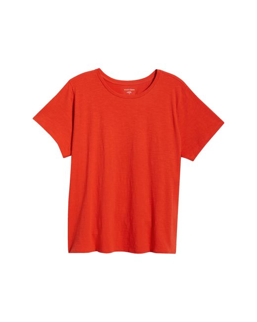 Eileen Fisher Red Crewneck Organic Cotton T-shirt