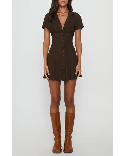 Princess Polly Pique Mini Shirtdress in Brown | Lyst Princess Polly Pique Mini Shirtdress in Brown | Lyst
