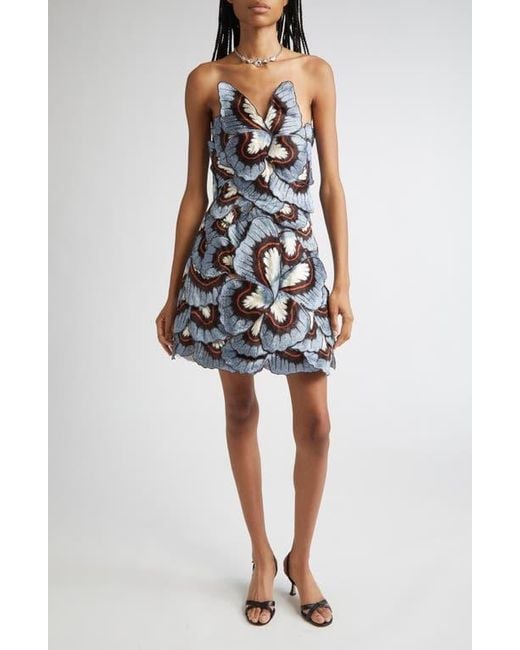 Oscar de la Renta Women's Black 3D Butterfly Appliqué Strapless Dress