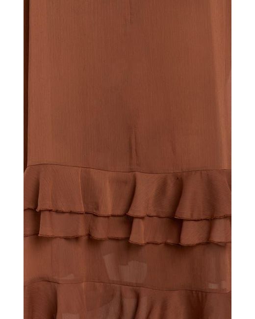 Tu Rung Ruffle Buxom Couture Tiered Tie Neck Ruffle Gown in Brown | Lyst