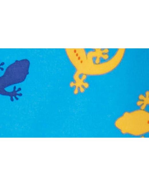 Tom & Teddy Blue Gecko Print Performance Swim Trunks for men