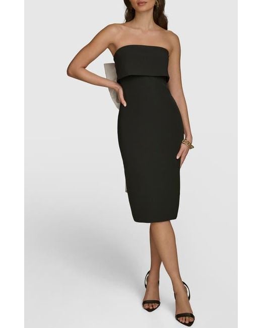 Donna Karan Contrast Bow Back Strapless Cocktail Dress in Black | Lyst