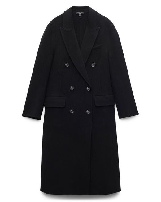 Rag & Bone Black Vasso Double Breasted Wool Blend Coat