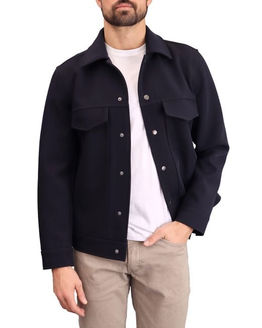 Bagatelle Blue Double Face Performance Twill Trucker Jacket for men